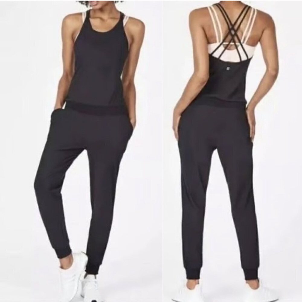 Sweaty Betty‎ Black Explorer Beautify Strapy Back Yoga Workout Jumpsuit Size S
